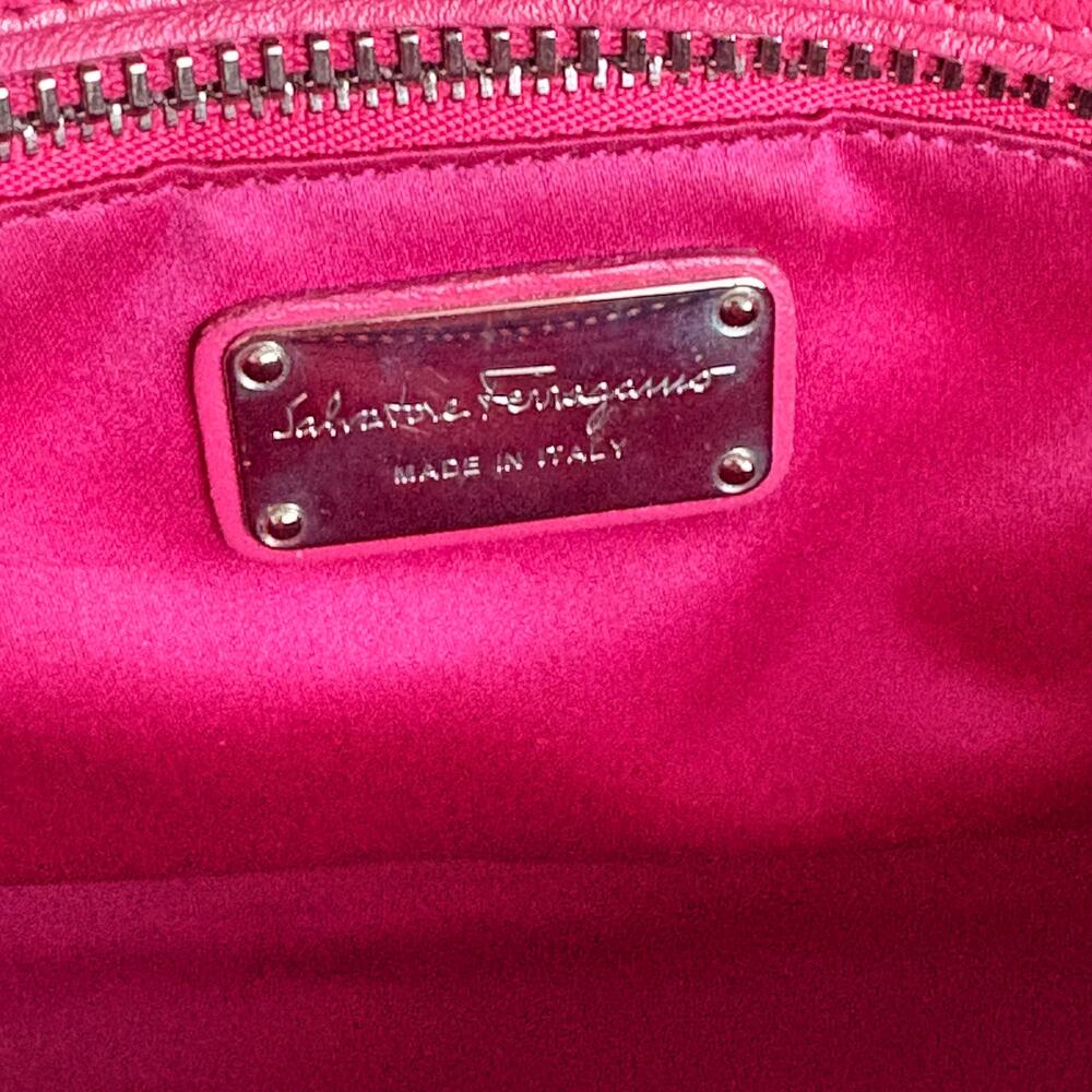 Salvatore Ferragamo Verve Pink Woven Satin Tote - Picture 14 of 16